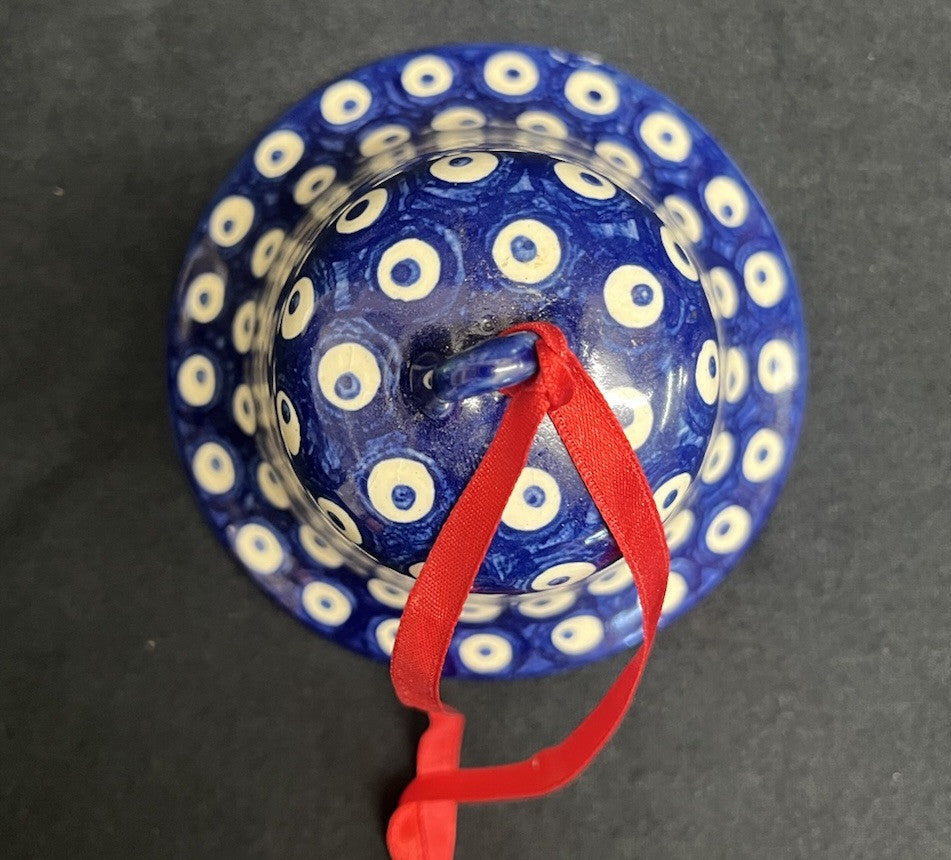 Boleslawiec Polish Pottery Bell Ornament, Nature Pattern