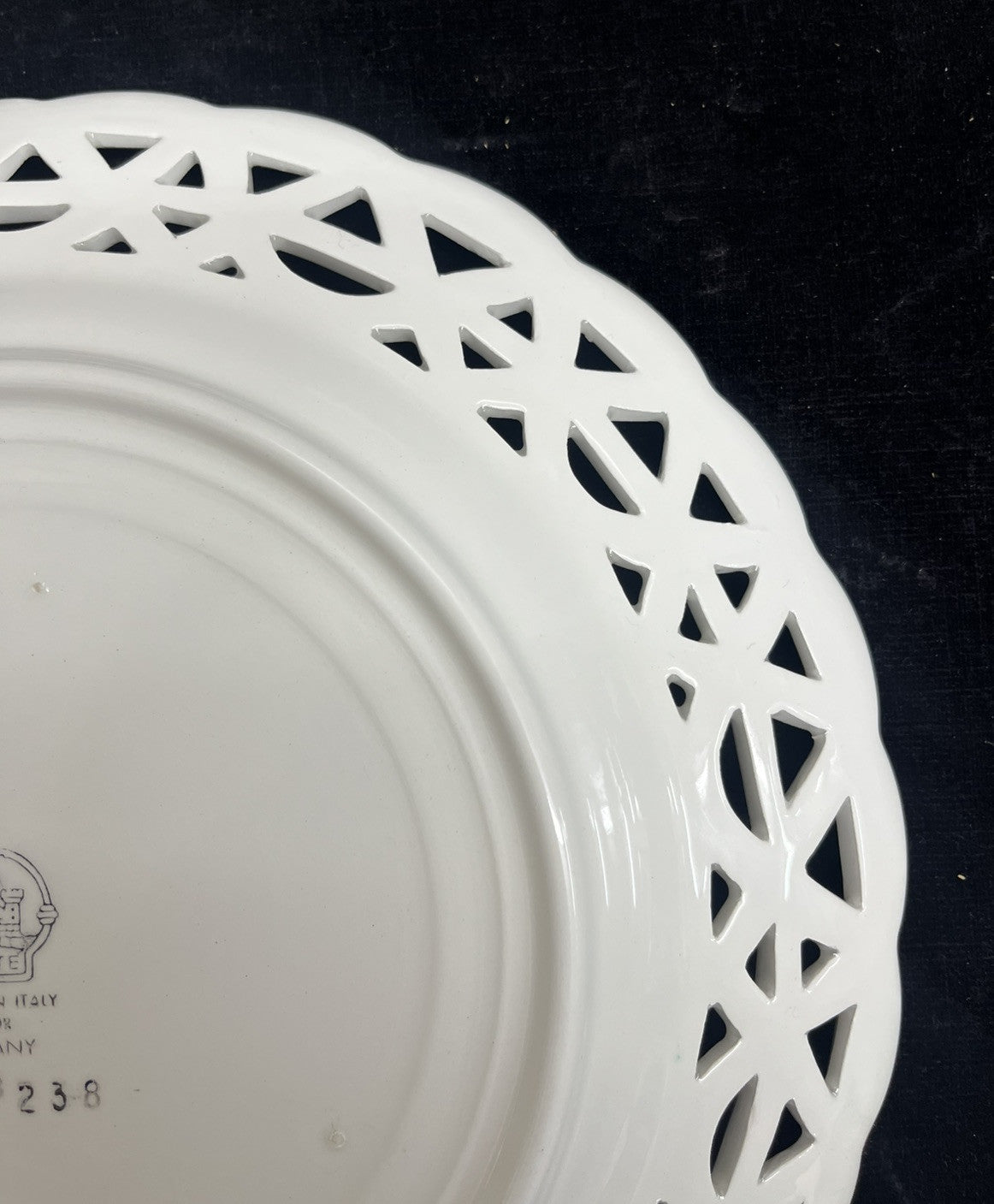 Reticulated Este Ceramiche Tiffany & Co. Green & White Plate BH244