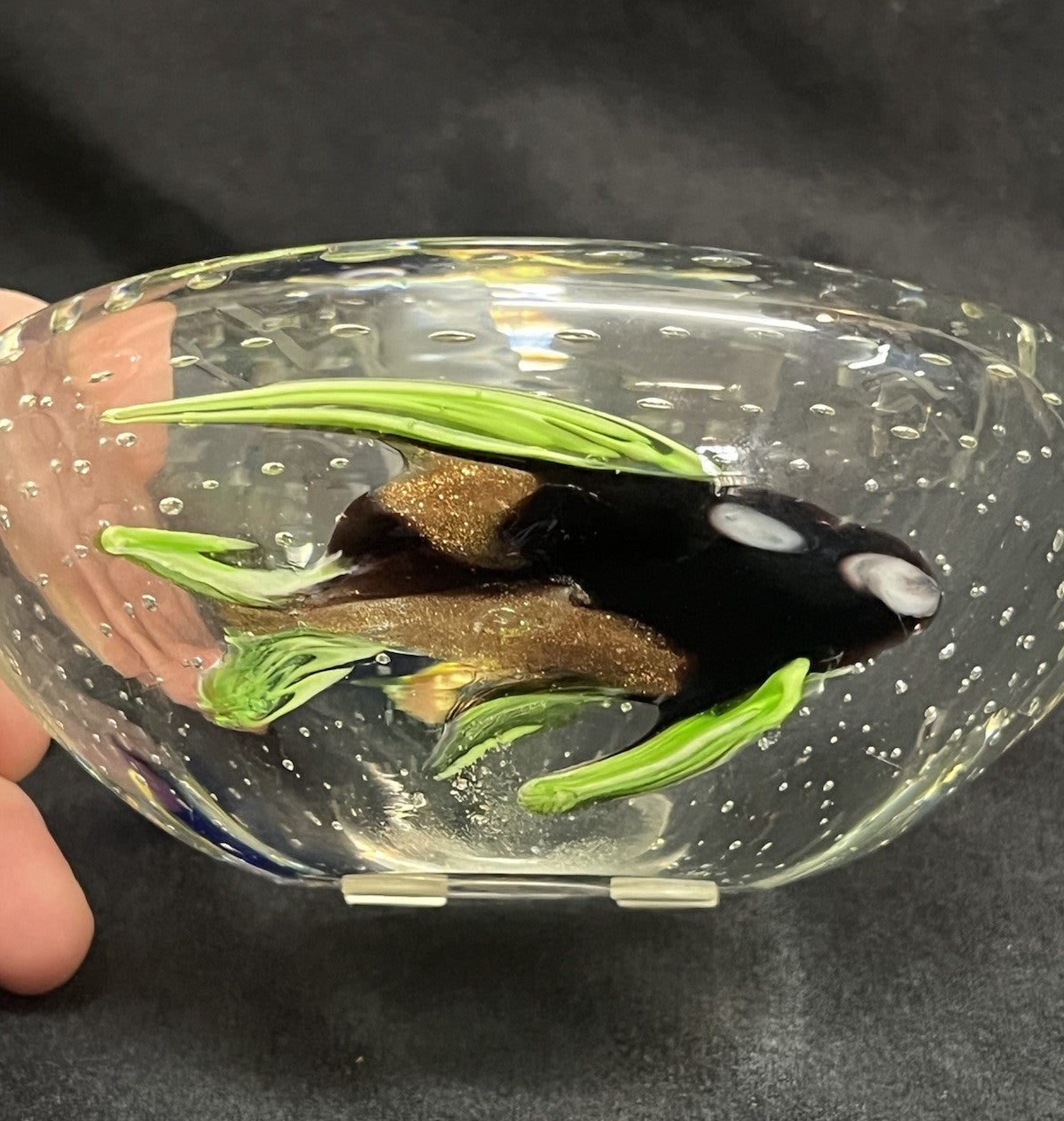 Dino Marten Murano Art Glass Multicolor Gold Dust Figural Fish Ashtray Bowl Dish