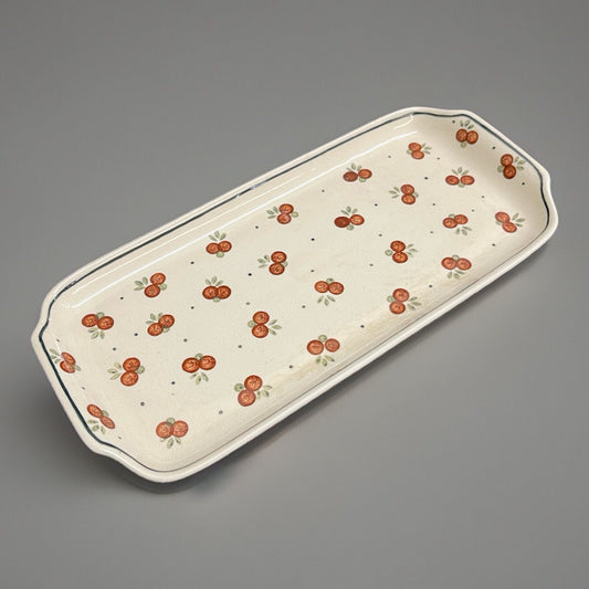 Boleslawiec Polish Pottery Bread Tray, Wild Cherry Pattern, 12.5 in