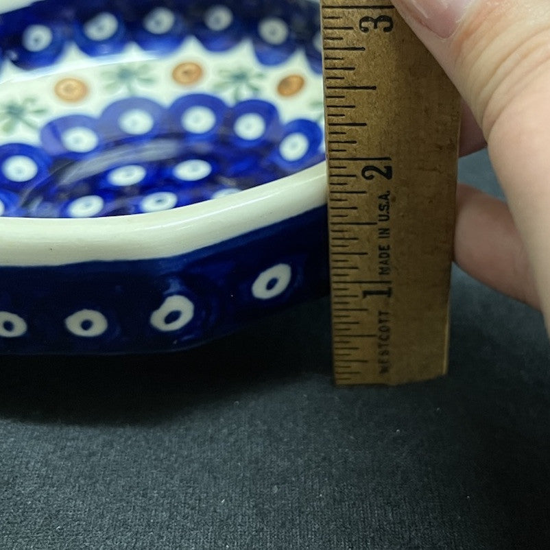 Boleslawiec Polish Pottery Small Angular Bowl, Nature Pattern, 5 in
