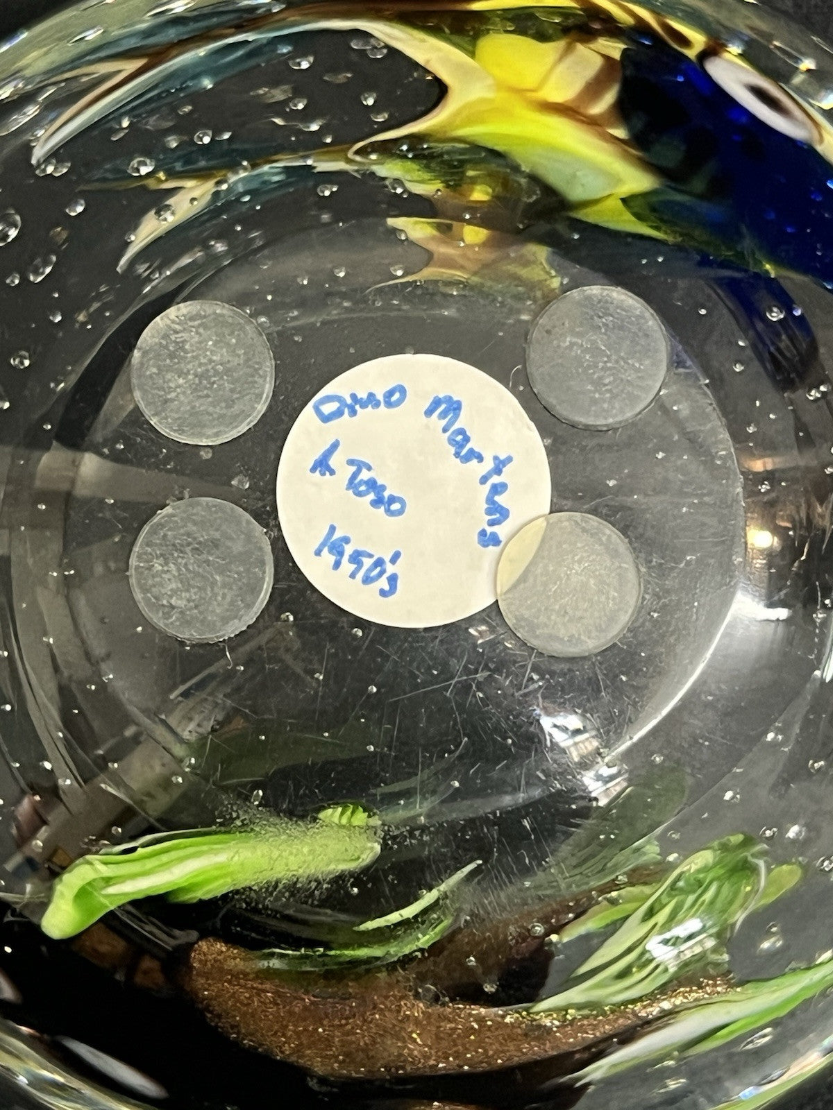 Dino Marten Murano Art Glass Multicolor Gold Dust Figural Fish Ashtray Bowl Dish