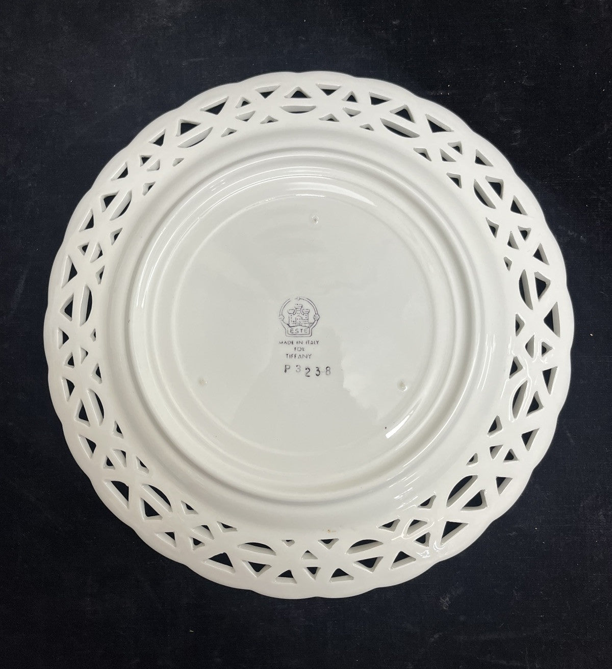 Reticulated Este Ceramiche Tiffany & Co. Green & White Plate BH244