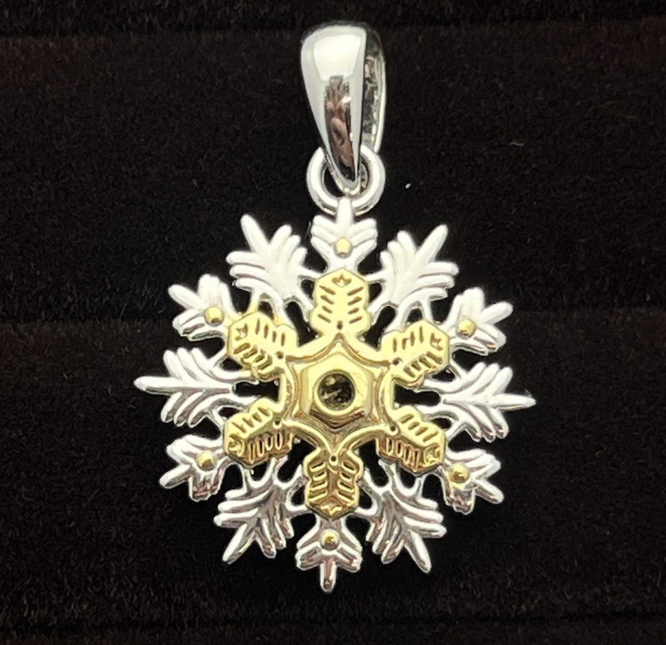Hallmark Rhodium & Gold Plating Snowflake Pendant