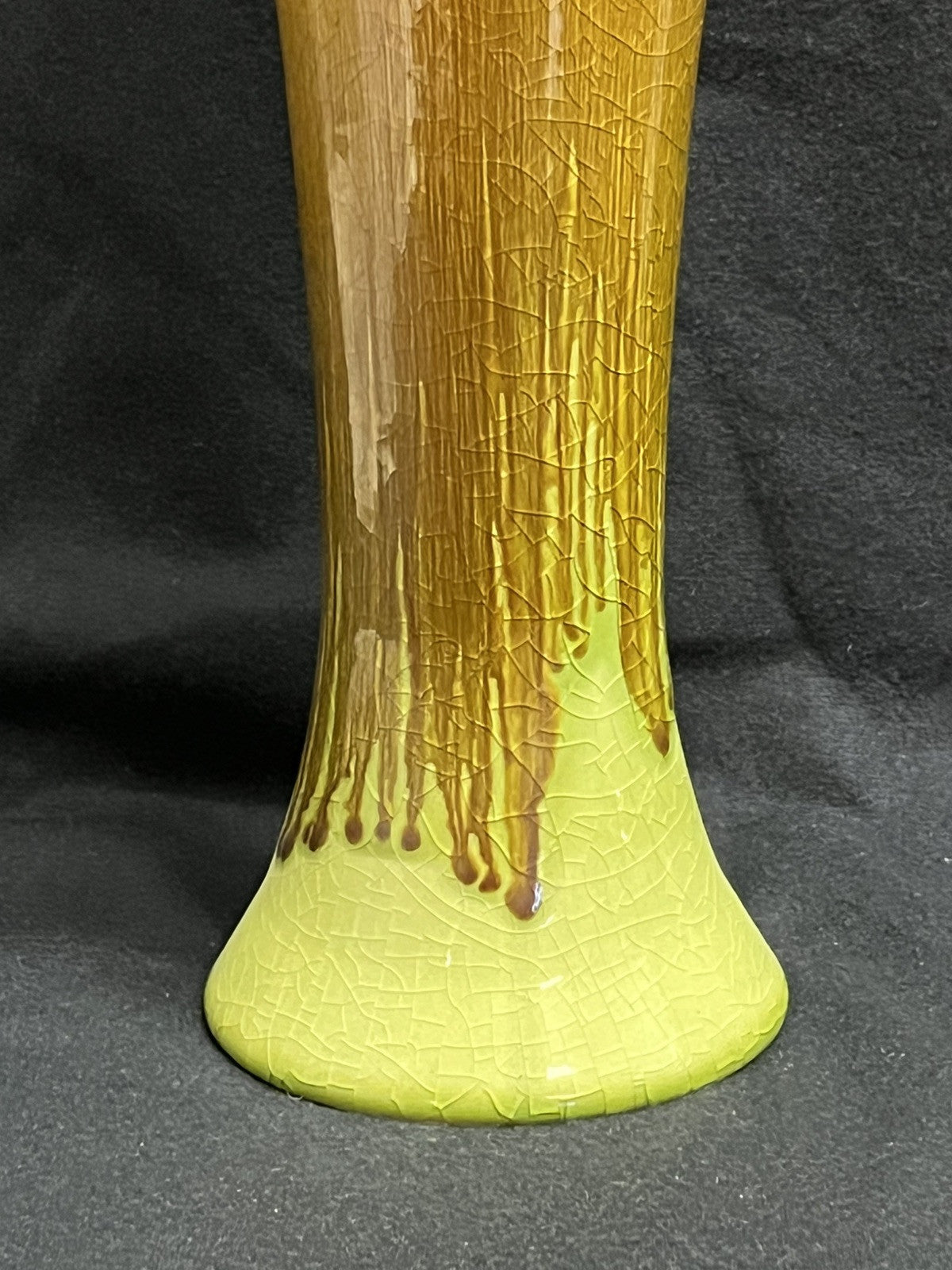 Pottery Green and Brown Drip Glaze Vase 18.25" Tall