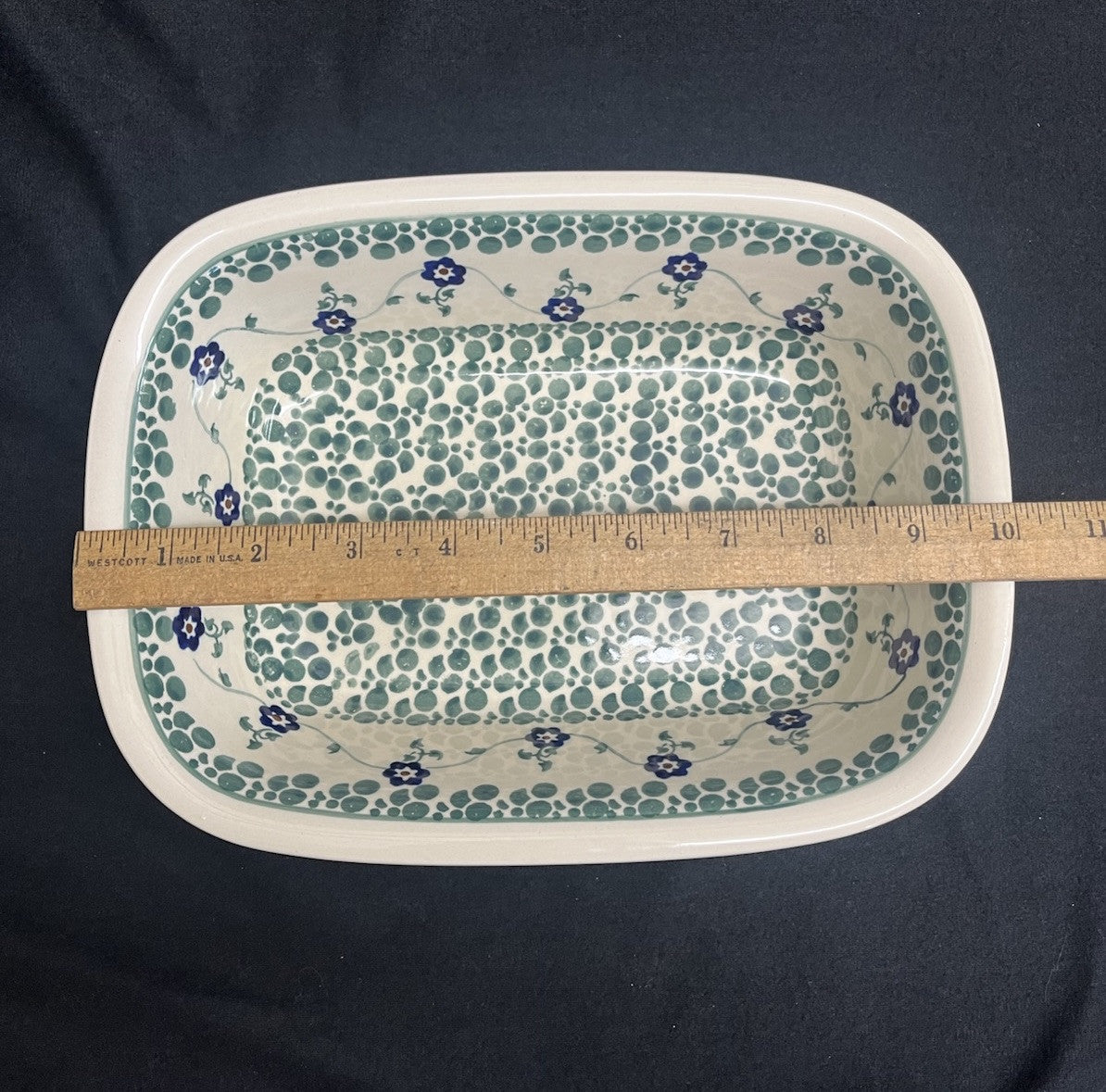 Boleslawiec Polish Pottery Rectangular Baker; BOW92 Pattern; 10 in x 7.5 in