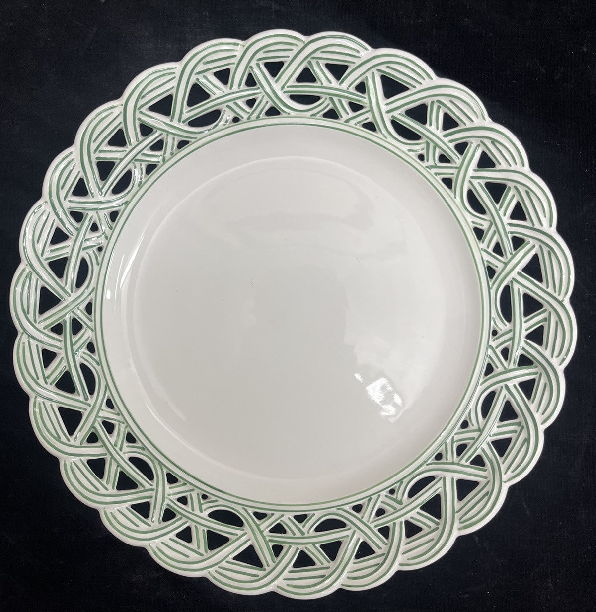 Reticulated Este Ceramiche Tiffany & Co. Green & White Plate BH244