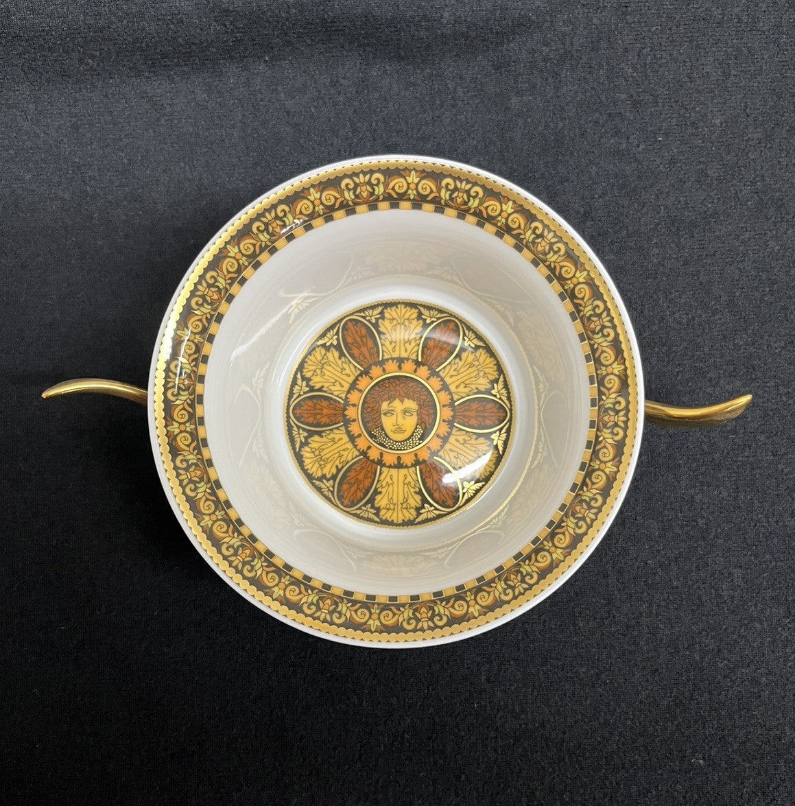 Rosenthal Versace Flat Cream Soup “Barocco” Bowl & Plate Set BH190 C