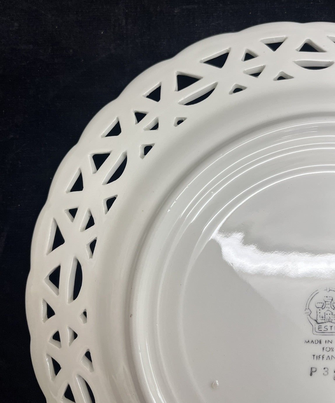 Reticulated Este Ceramiche Tiffany & Co. Green & White Plate BH244