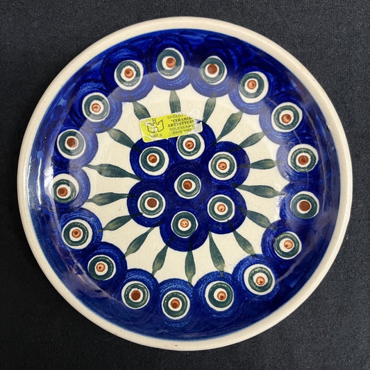 Boleslawiec Polish Pottery Bread and Butter Plate, Peacock Pattern, 6 3/8 in