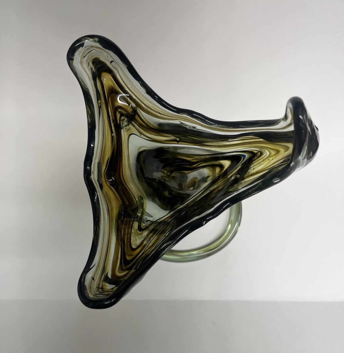 Vtg Murano Style Tulip Trumpet Vase Swirl Hand Blown Art Glass Amorphous