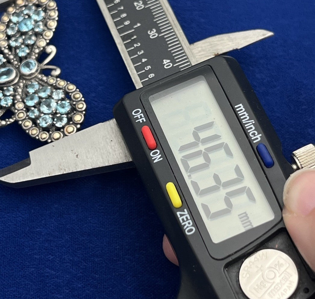 Robert Manse 18K Yellow Gold & Sterling Butterfly Pendant 9.3g Blue Topaz