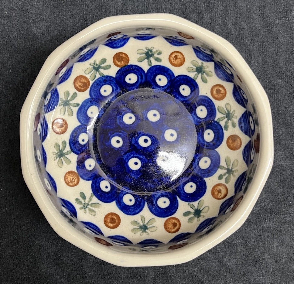 Boleslawiec Polish Pottery Small Angular Bowl, Nature Pattern, 5 in