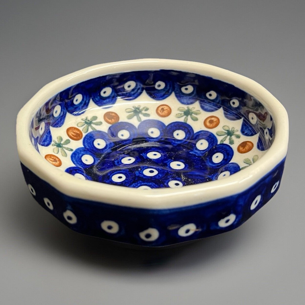 Boleslawiec Polish Pottery Small Angular Bowl, Nature Pattern, 5 in