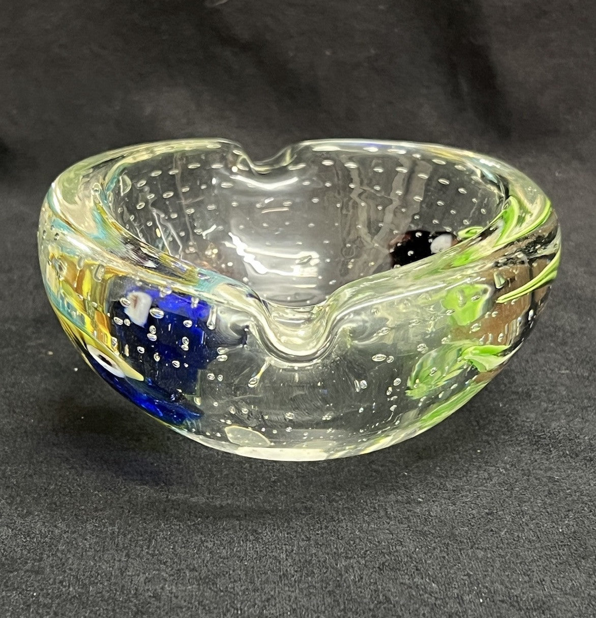Dino Marten Murano Art Glass Multicolor Gold Dust Figural Fish Ashtray Bowl Dish