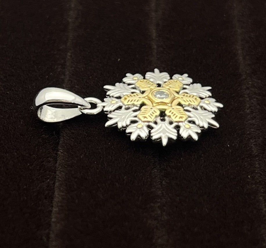 Hallmark Rhodium & Gold Plating Snowflake Pendant