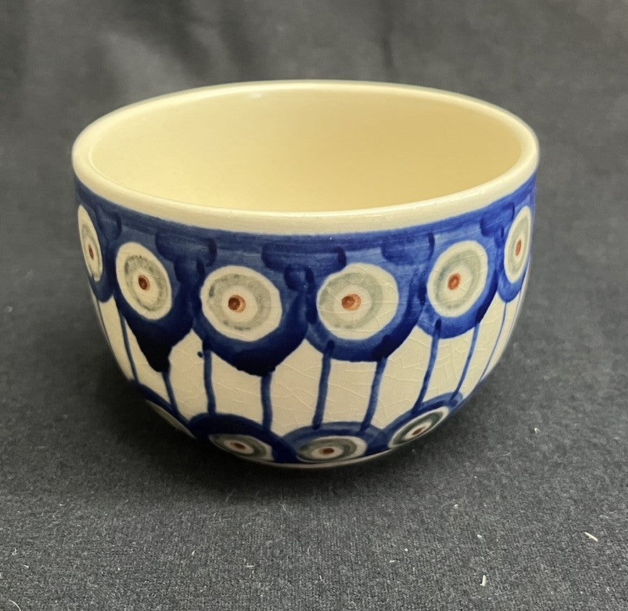 Boleslawiec Polish Pottery Flat Cup, Traditional Pattern, 2.5 in