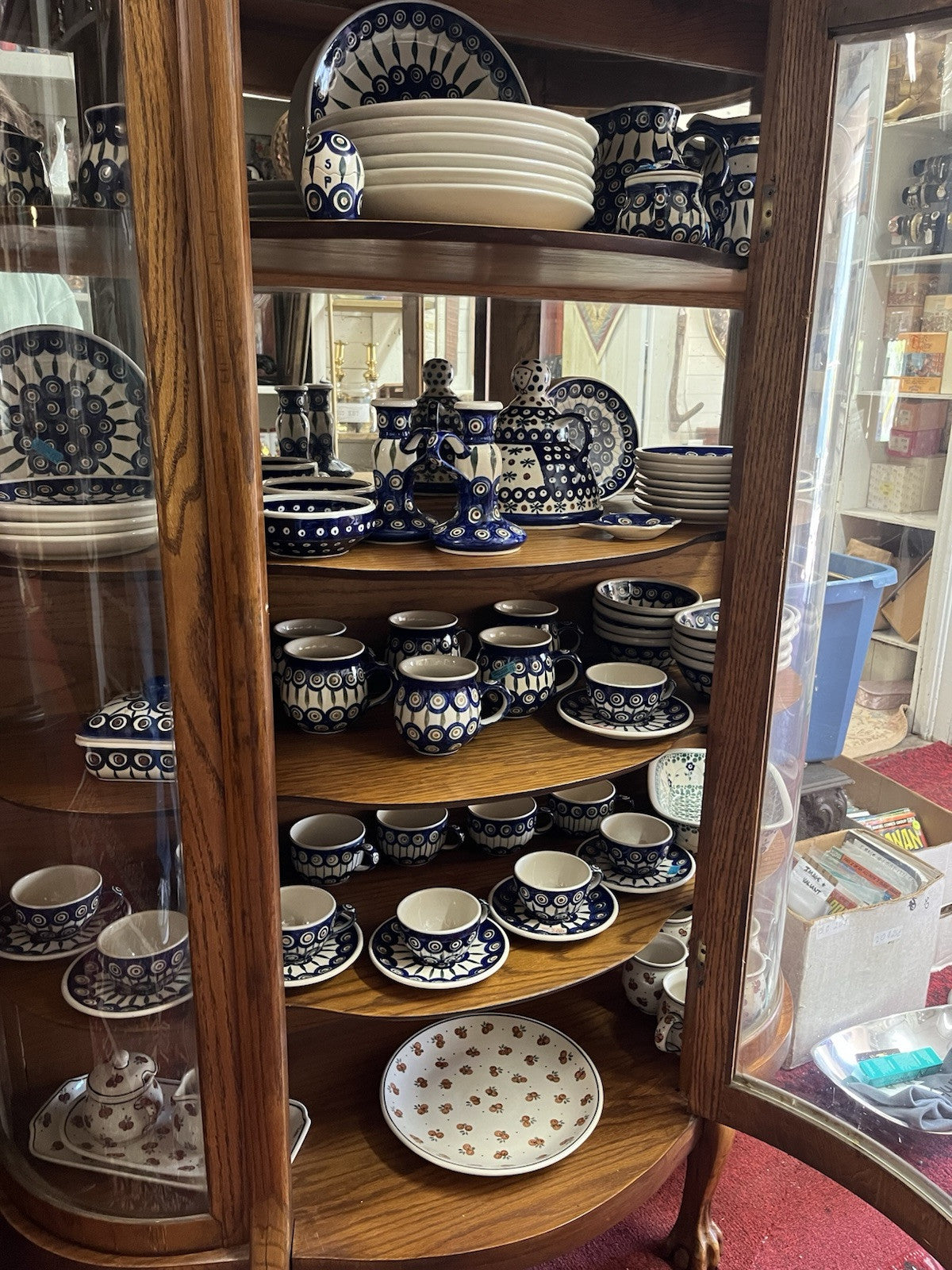 Boleslawiec Polish Pottery Flat Cup, Traditional Pattern, 2.5 in