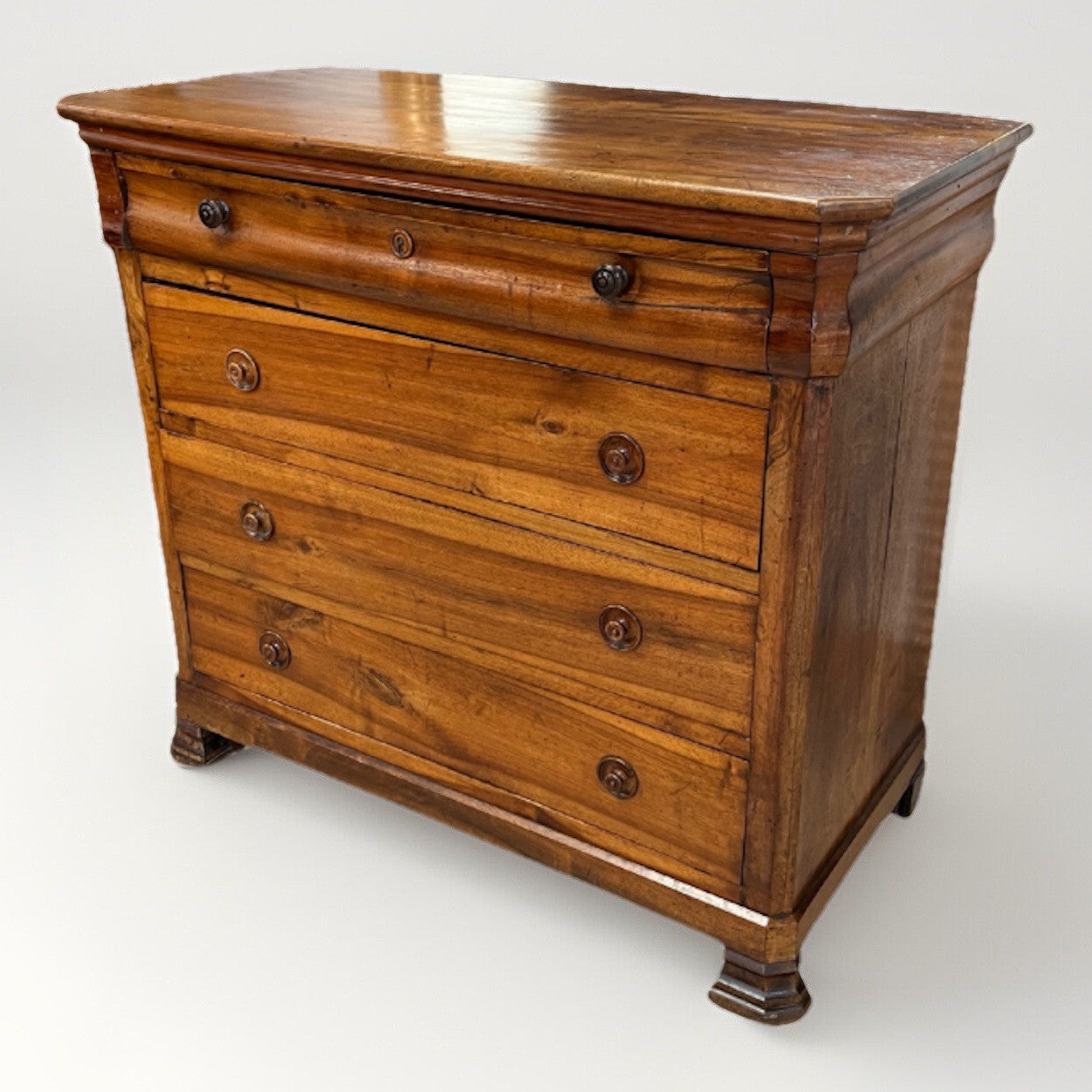 ANTIQUE PERIOD FRENCH LOUIS PHILIPPE WALNUT COMMODE CHEST OF DRAWERS
