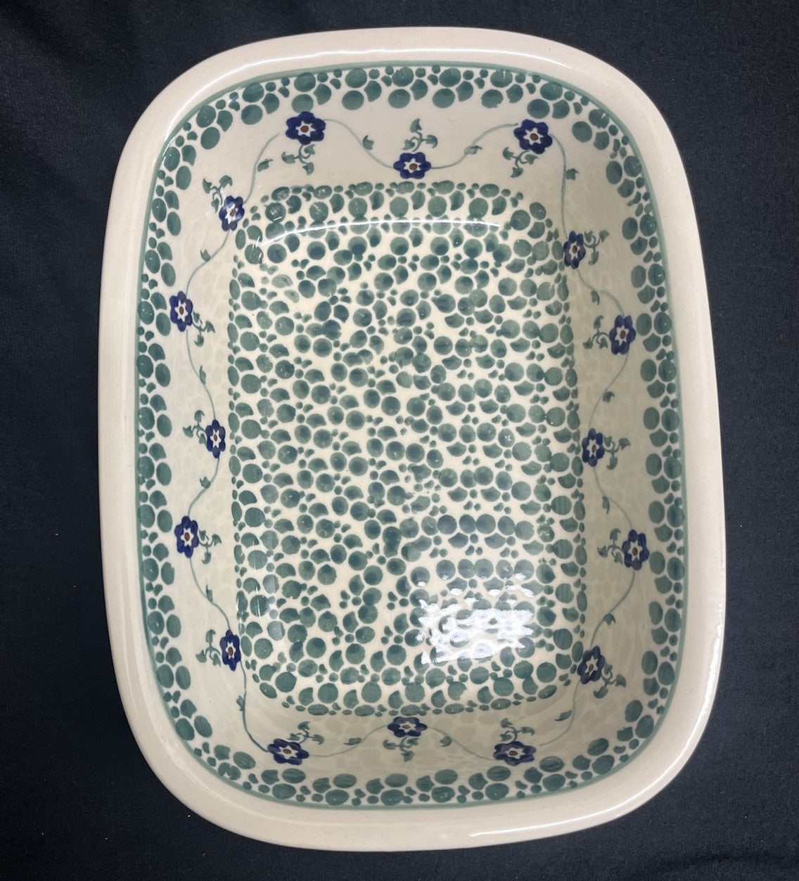 Boleslawiec Polish Pottery Rectangular Baker; BOW92 Pattern; 10 in x 7.5 in