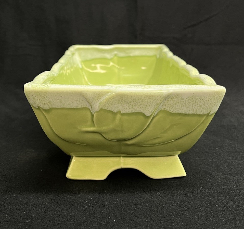 Shawnee Pottery 1950's vintage green leaf planter #292 10.5"