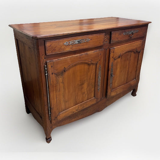 Antique French Farmhouse Louis XV Carved Cherry Chest Sideboard Commode 19C A6