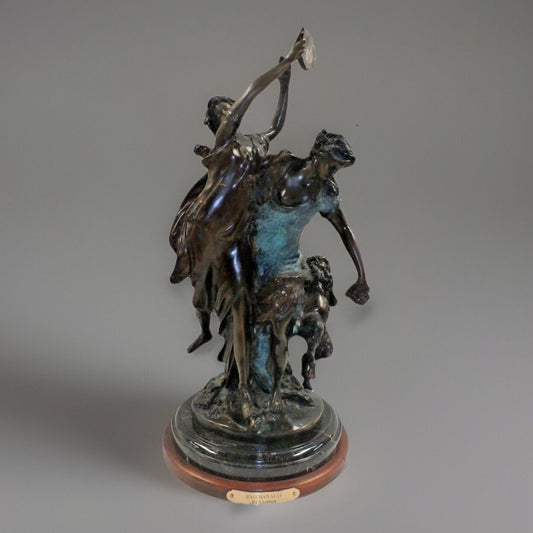 Bronze Bacchanalia Statue Clodion 2 Women Dancers Celebrating Wine Tambourine