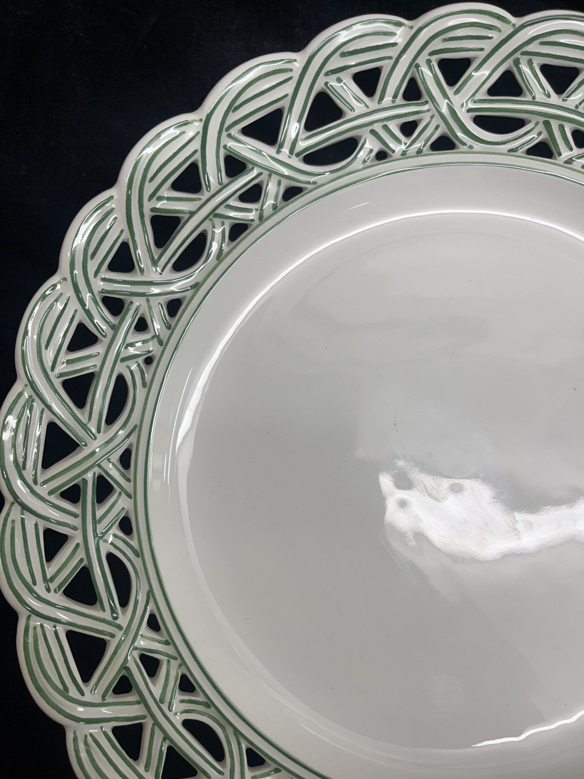 Reticulated Este Ceramiche Tiffany & Co. Green & White Plate BH244