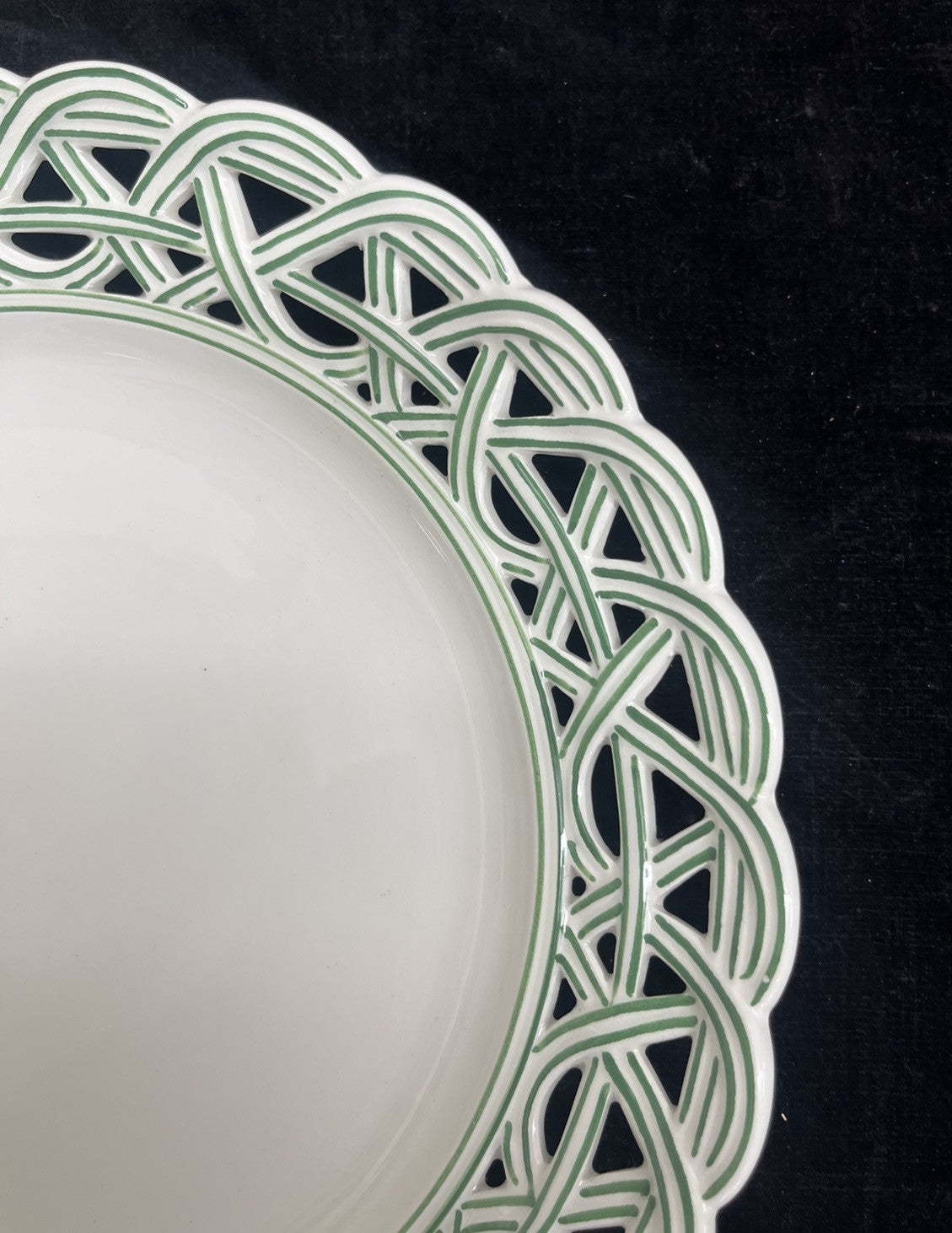 Reticulated Este Ceramiche Tiffany & Co. Green & White Plate BH244