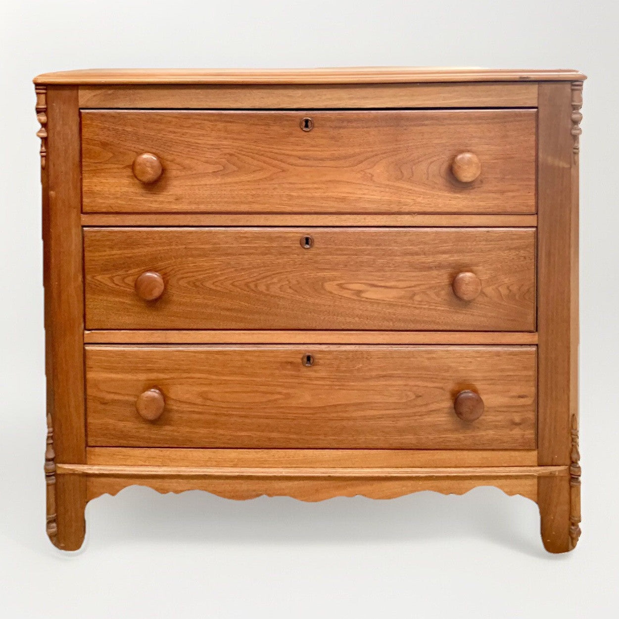 Antique American Victorian Walnut Chest of 3 Drawers marble back cabinet