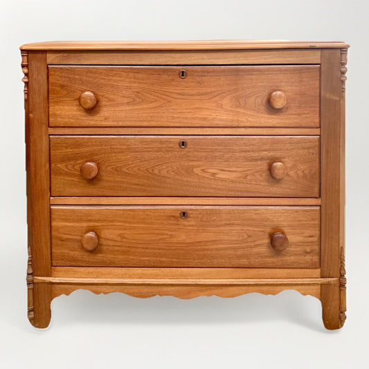 Antique American Victorian Walnut Chest of 3 Drawers marble back cabinet