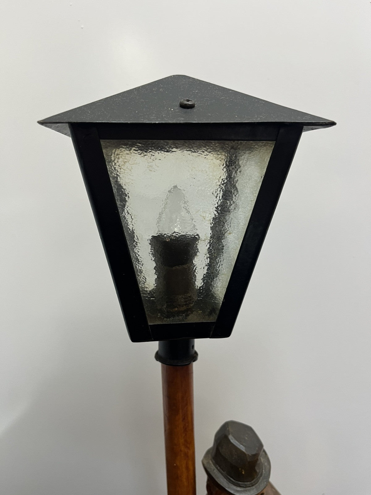 Solid Wood Carved German Table Lamp Karl Griesbaum Hobo Drunk Street