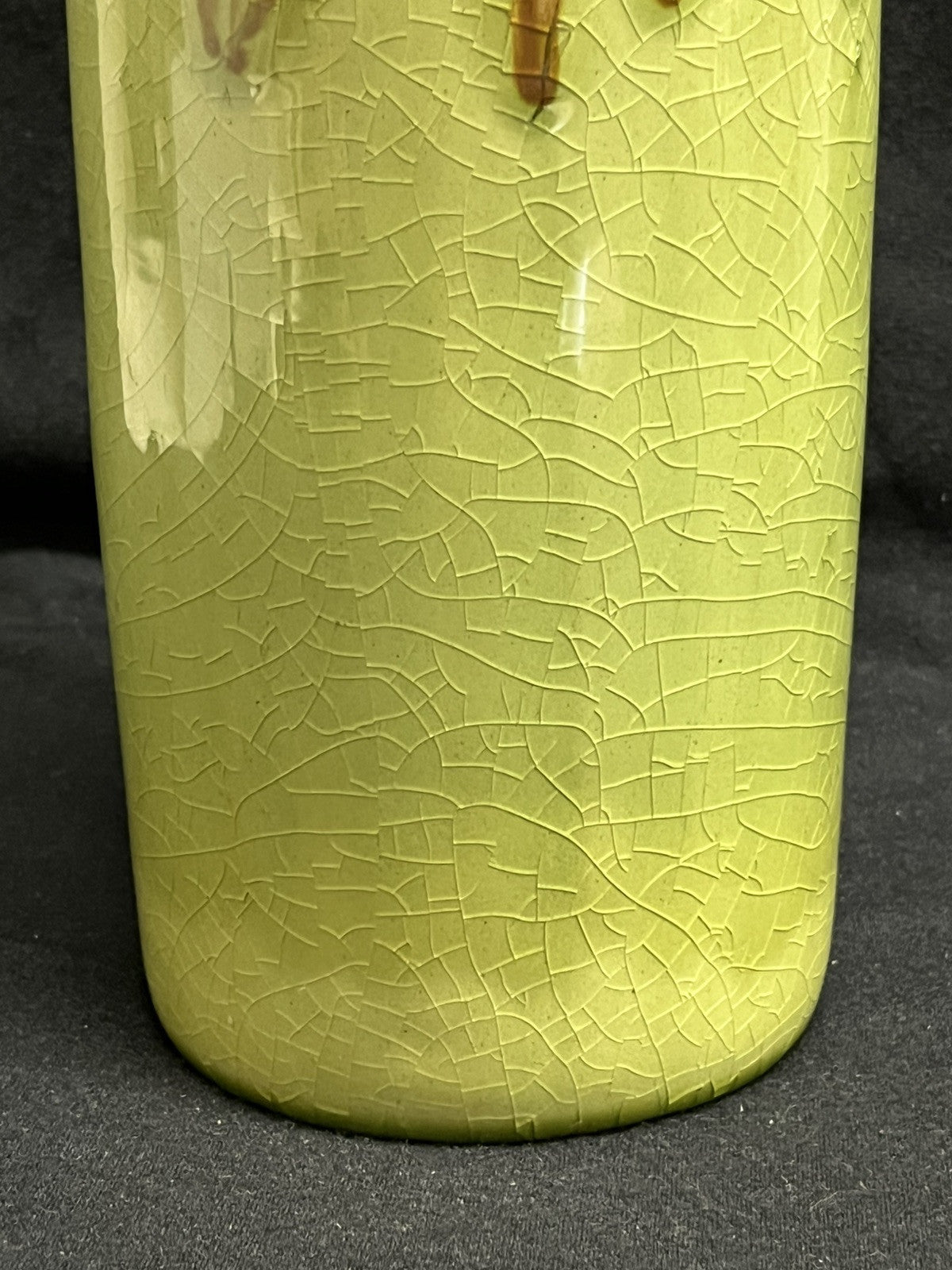 Pottery Green and Brown Drip Glaze Vase 20.5" Tall