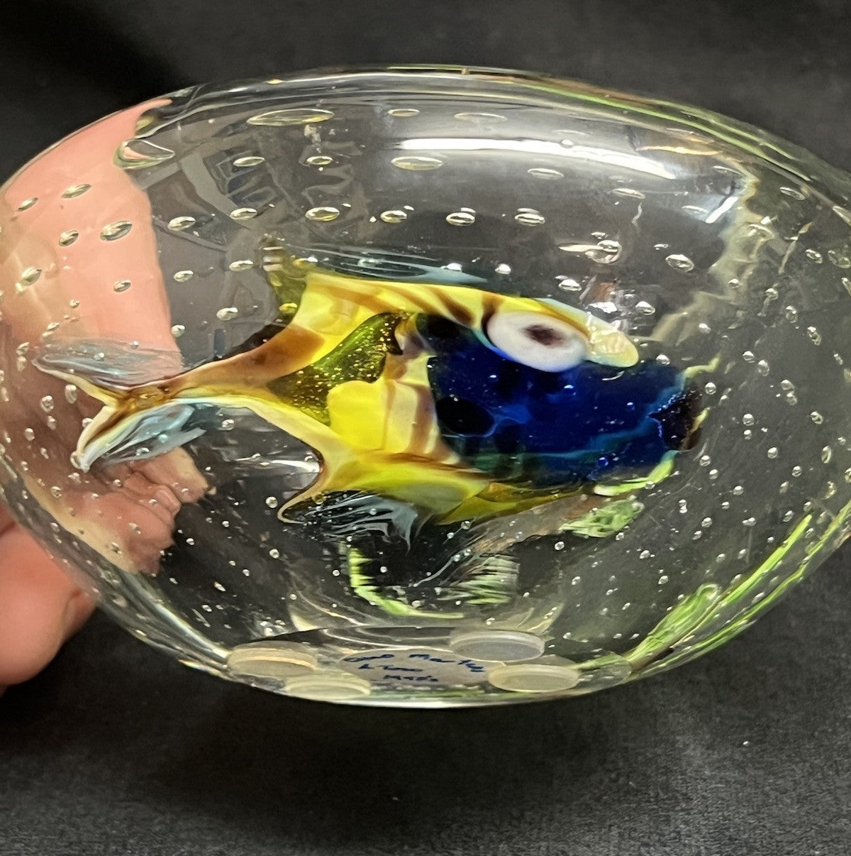 Dino Marten Murano Art Glass Multicolor Gold Dust Figural Fish Ashtray Bowl Dish