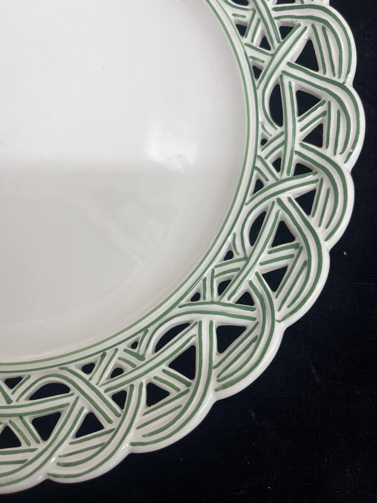 Reticulated Este Ceramiche Tiffany & Co. Green & White Plate BH244