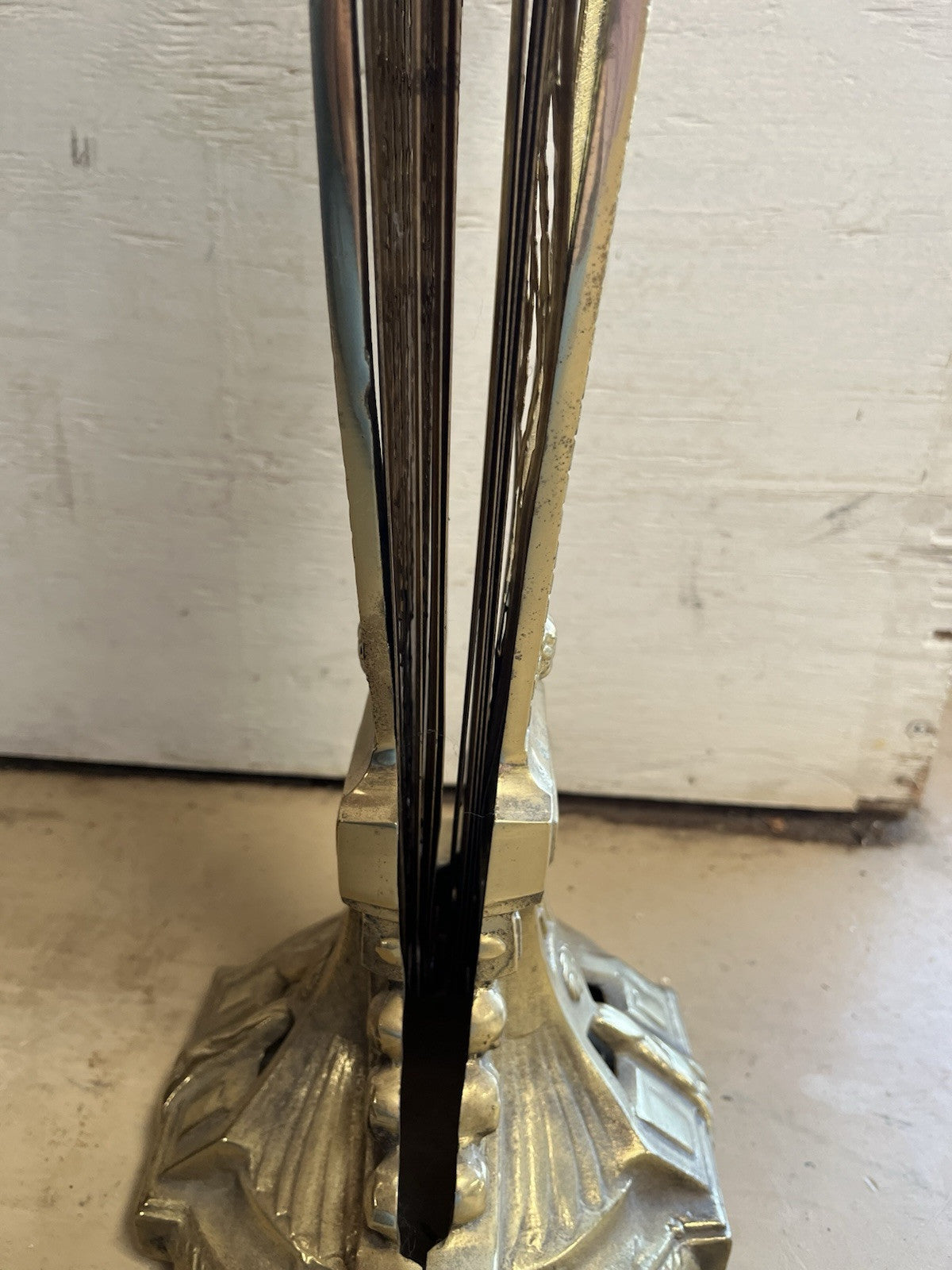 Antique Art Deco Gilt Gold Folding Fan Peacock Fire Screen CL10