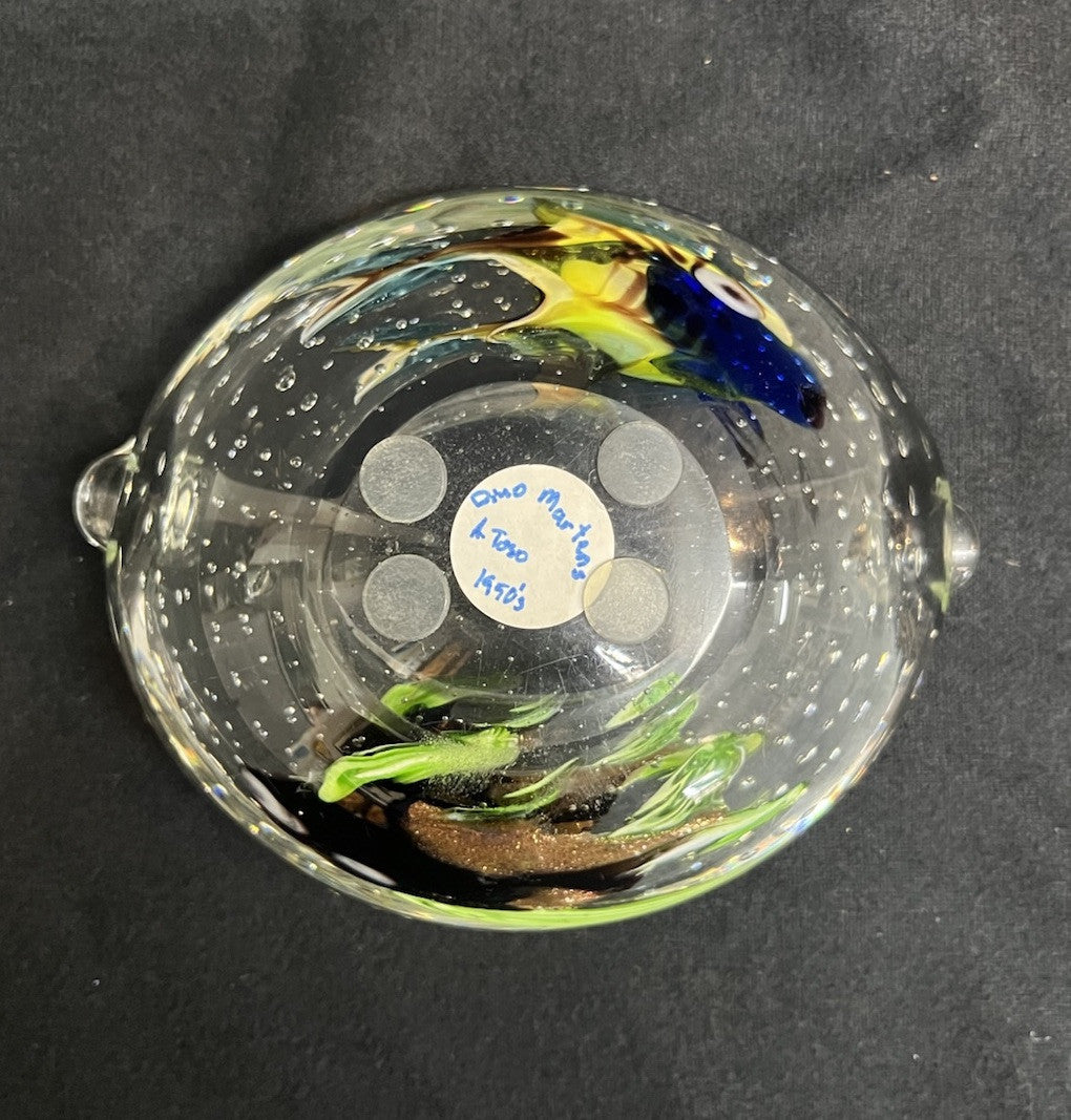 Dino Marten Murano Art Glass Multicolor Gold Dust Figural Fish Ashtray Bowl Dish