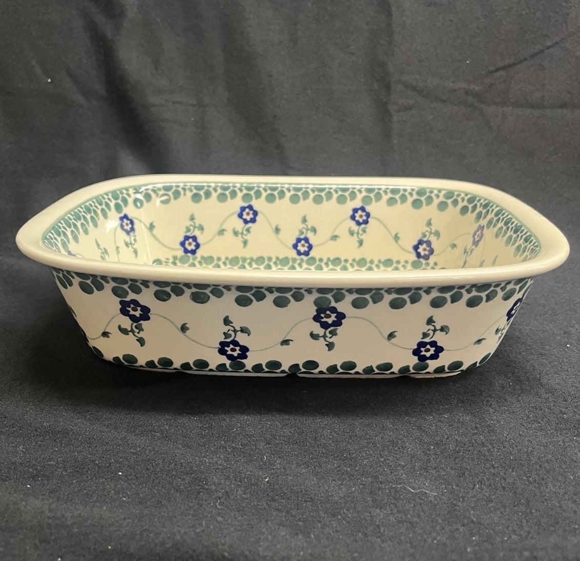 Boleslawiec Polish Pottery Rectangular Baker; BOW92 Pattern; 10 in x 7.5 in