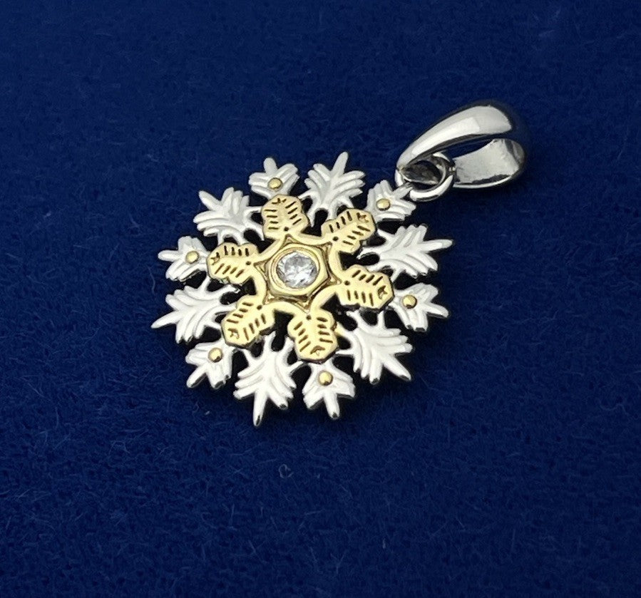 Hallmark Rhodium & Gold Plating Snowflake Pendant