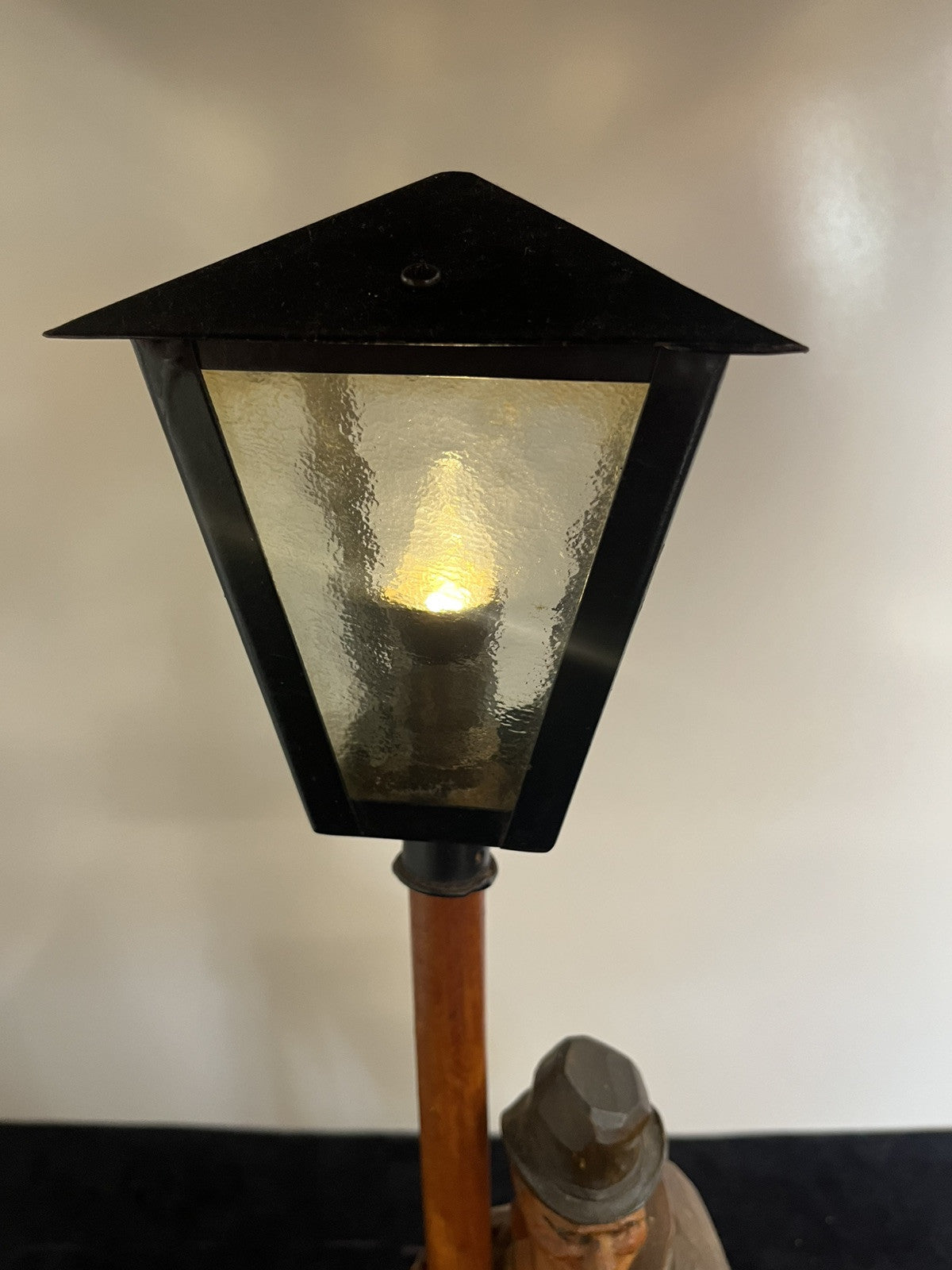 Solid Wood Carved German Table Lamp Karl Griesbaum Hobo Drunk Street