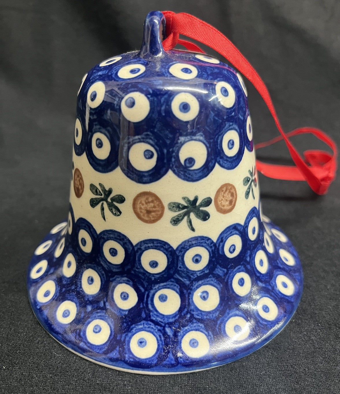 Boleslawiec Polish Pottery Bell Ornament, Nature Pattern