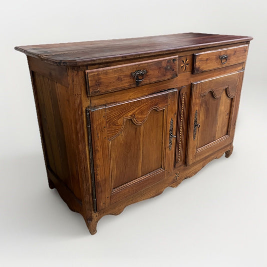 French Provincial Louis XV Inlaid Cherry Chest Commode Sideboard, 19th c. A11