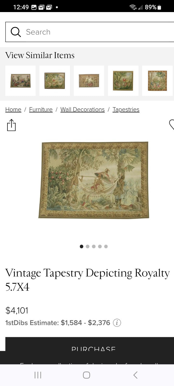 Handtied Tapestry  Wool Wall Hanging "African Royalty"  66" x 48" Ethan Allen