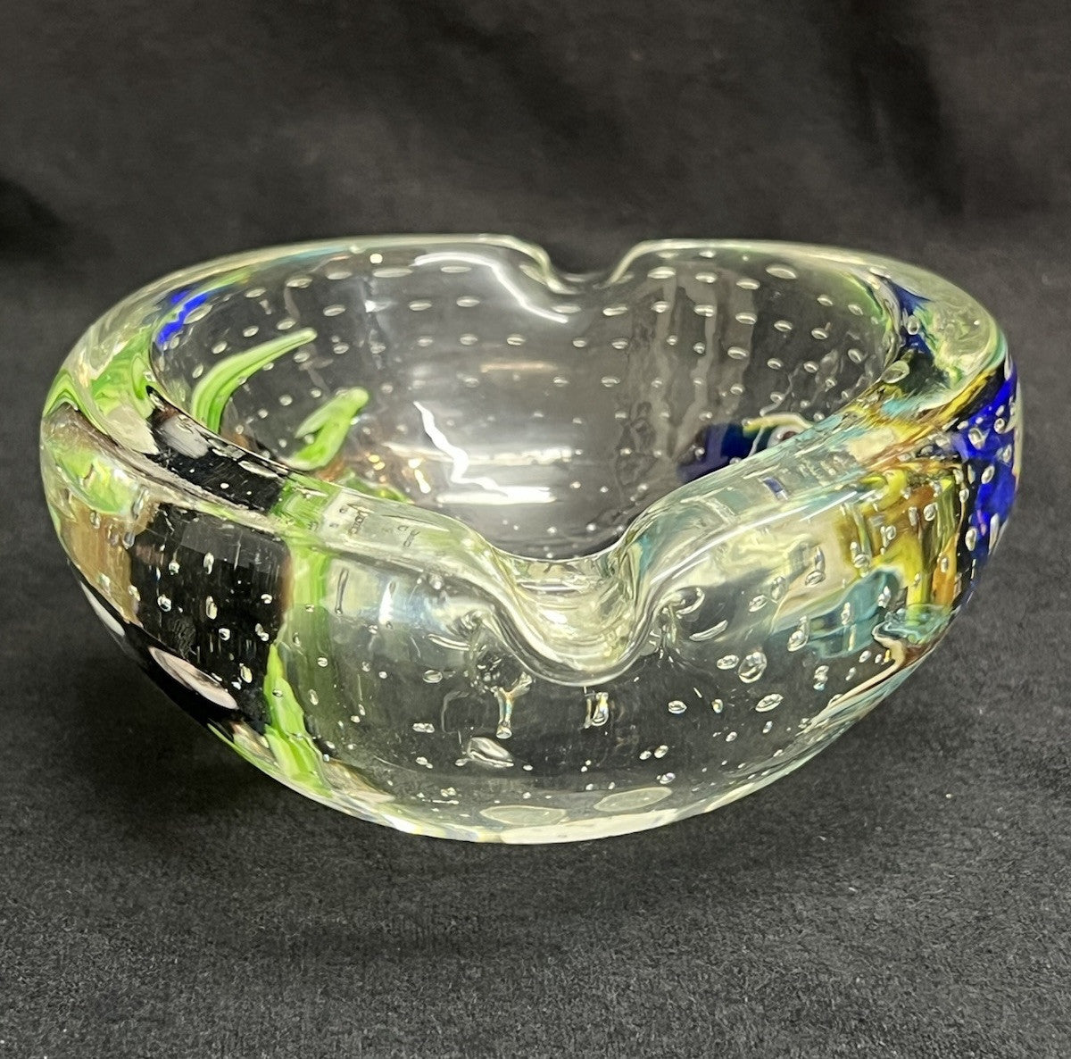 Dino Marten Murano Art Glass Multicolor Gold Dust Figural Fish Ashtray Bowl Dish