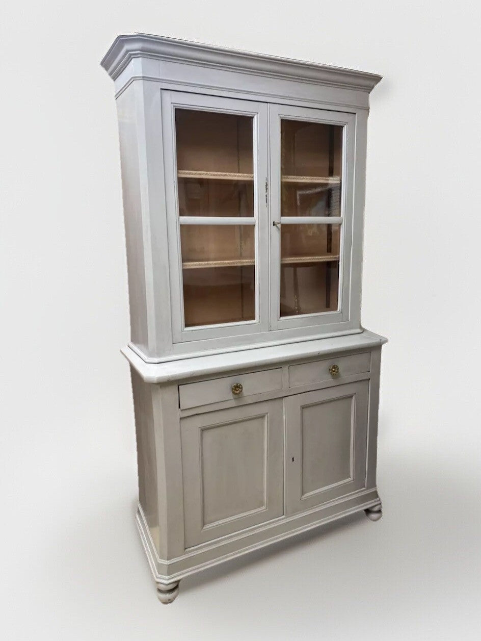 PERIOD ANTIQUE FRENCH LOUIS PHILIPPE PAINTED FARMHOUSE BOOKCASE CABINET