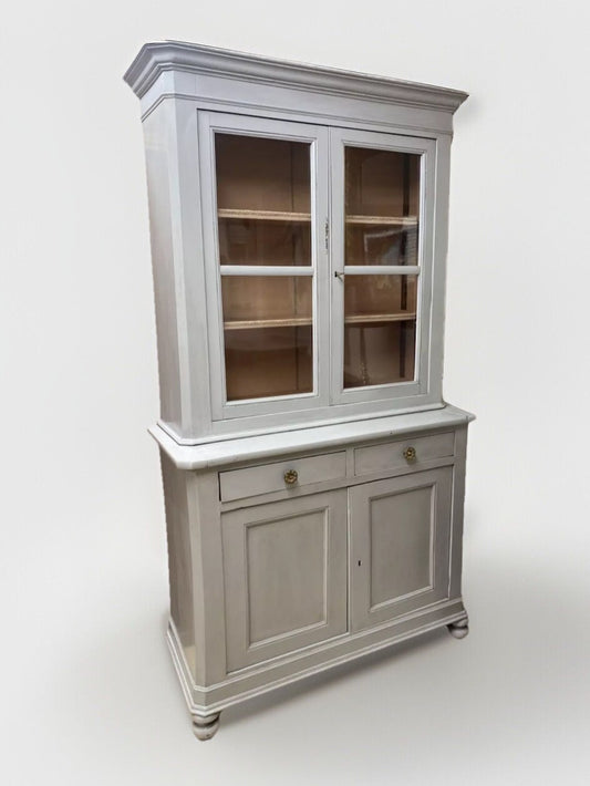 PERIOD ANTIQUE FRENCH LOUIS PHILIPPE PAINTED FARMHOUSE BOOKCASE CABINET