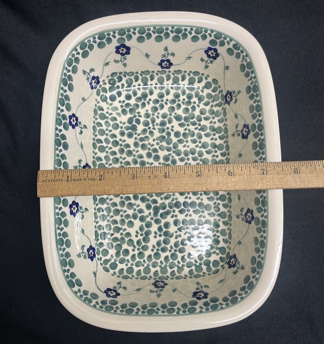 Boleslawiec Polish Pottery Rectangular Baker; BOW92 Pattern; 10 in x 7.5 in