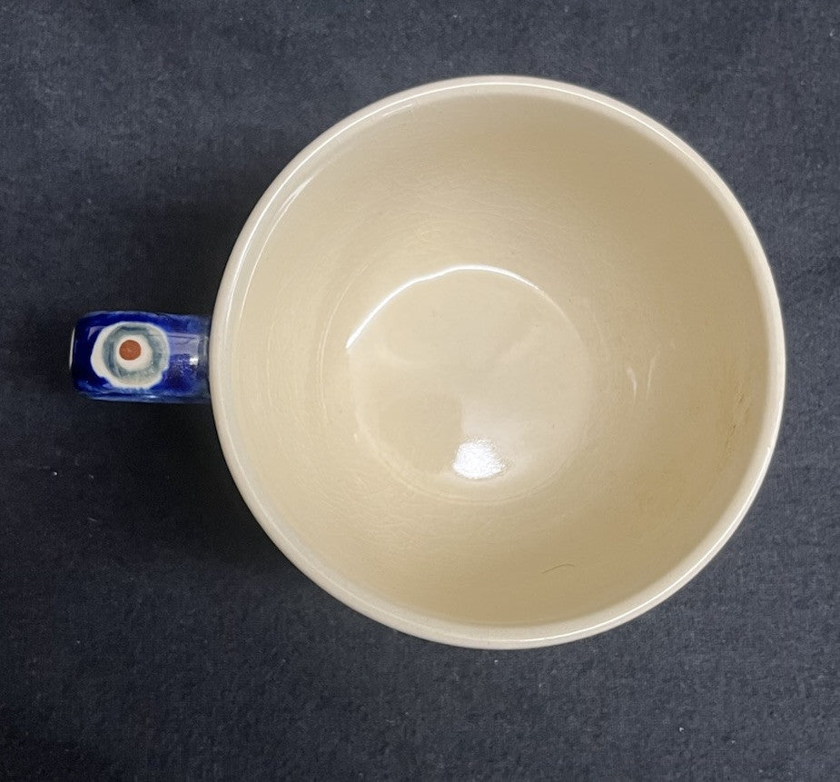 Boleslawiec Polish Pottery Flat Cup, Traditional Pattern, 2.5 in