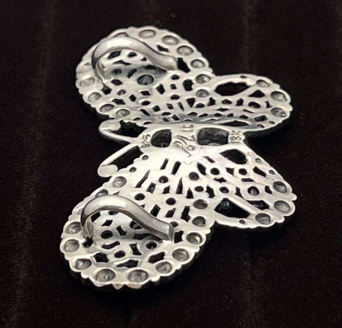 Robert Manse 18K Yellow Gold & Sterling Butterfly Pendant 9.3g Blue Topaz