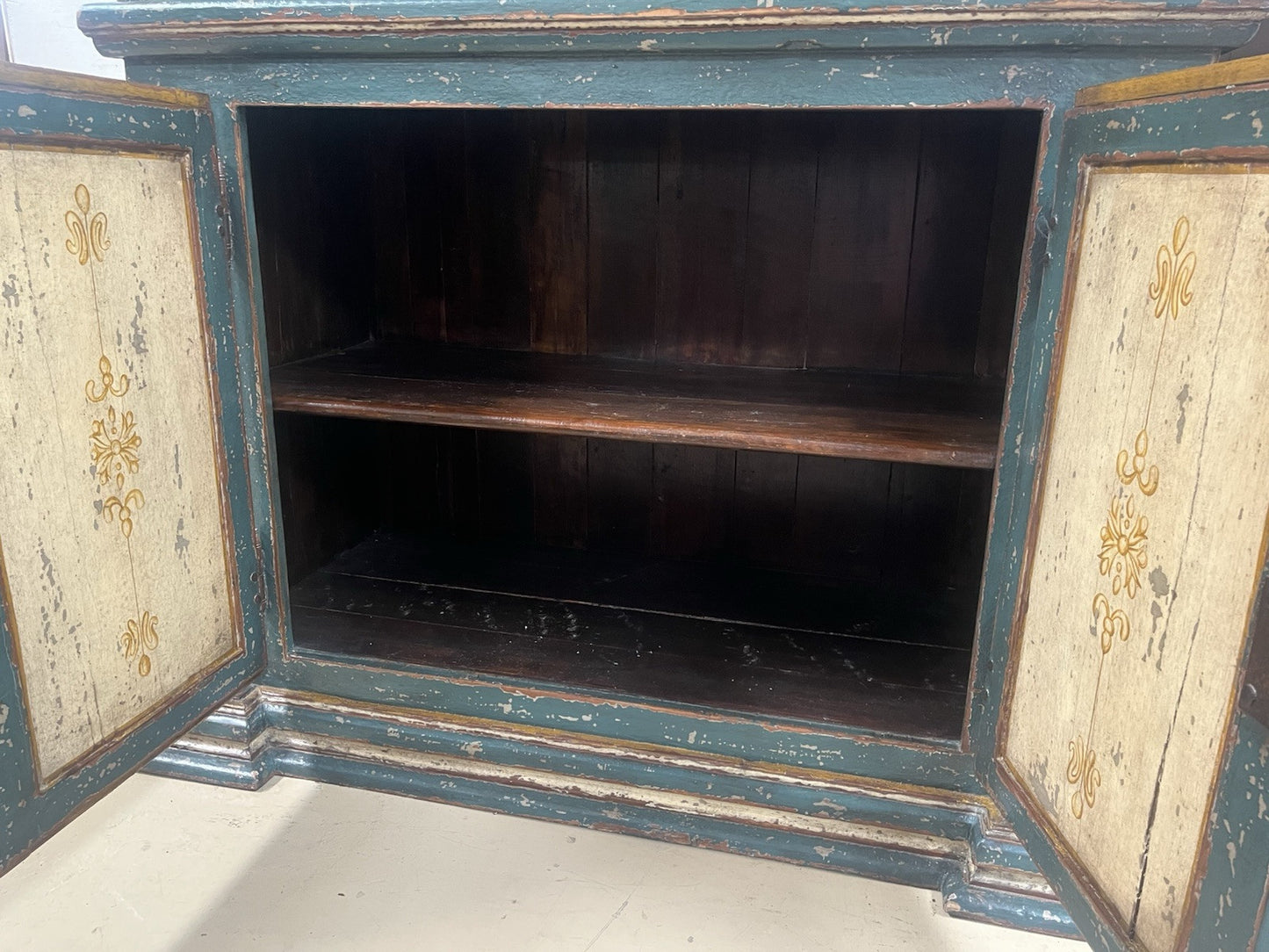 Antique Large Floral and Bird Painted Swedish Armoire Cabinet 94.5" x 51"  CL5